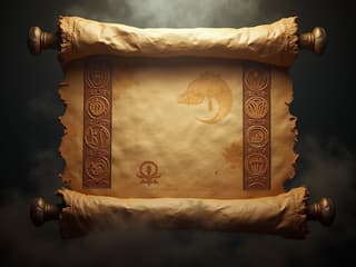 Ancient scroll with mystical symbols, dramatic studio lighting, smoke effects