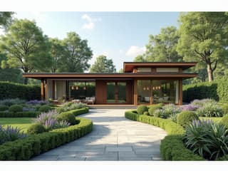 Beautiful garden design blueprint, landscape architecture plan, high-quality studio photography