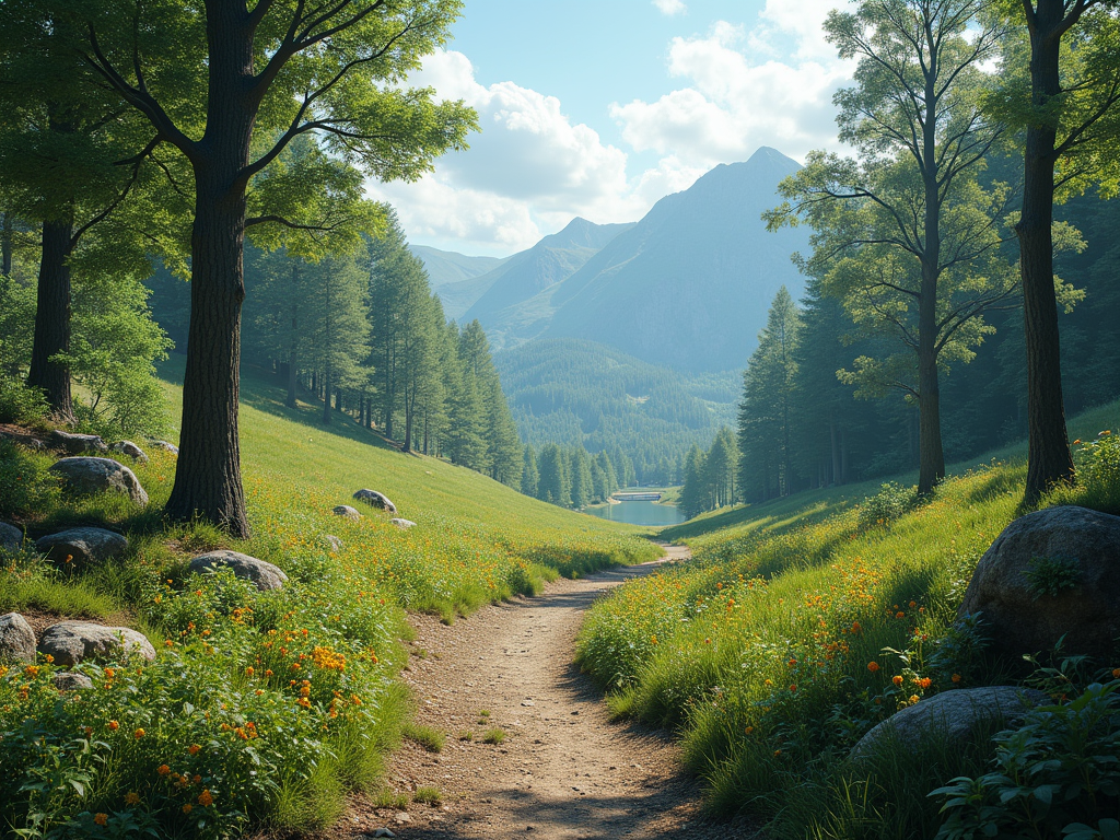 Beautiful nature scene with hiking trails
