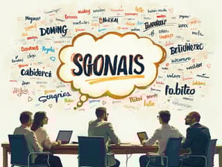 Brainstorming session for catchy advertising slogans, creative wordplay and brand elements