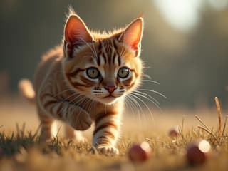 Cat participating in physical activities or training, such as agility or obedience