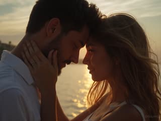 Couple sharing a quiet moment, foreheads touching