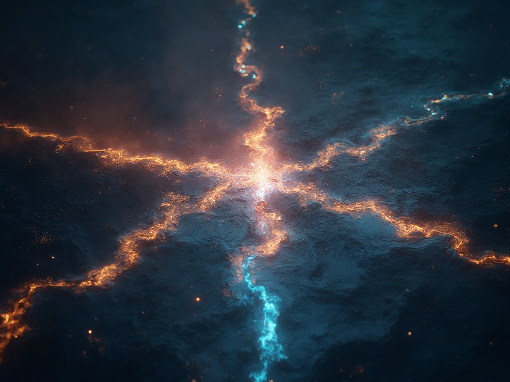 Crossroads with multiple glowing paths, decision point visualization, mystical studio lighting
