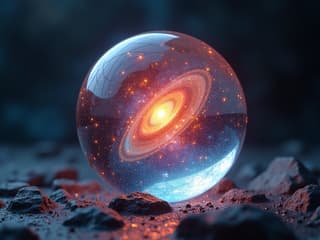 Crystal ball showing multiple vibrant futures, studio lighting, professional photography