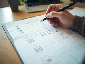 Daily planner with schedule being organized, productivity concept, clean desktop, studio lighting