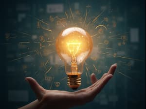 Educational concept with lightbulb moment, knowledge sharing visualization, studio lighting