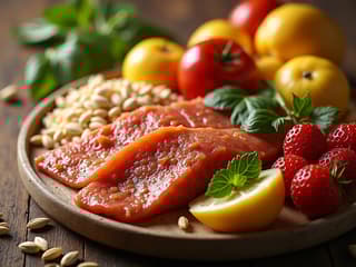 Foods that support mental health, such as whole grains, lean proteins, and fruits rich in vitamin B