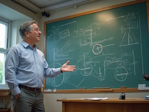 Friendly teacher explaining complex physics concepts with simple diagrams and visual aids