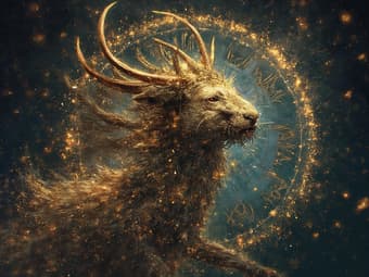 Osoba odkrywająca ukryte talenty, symbolizowane przez znaki zodiaku, inspirujące oświetlenie