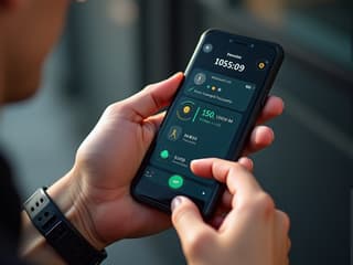 Person using a fitness tracking app on a smartphone