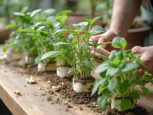 Plant propagation techniques with cuttings, step-by-step demonstration