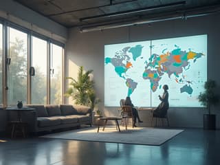 Professional browsing online courses catalog, modern office setting