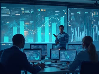 Professional creating effective data visualizations for presentation