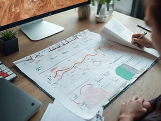 Professional creating long-term career development plan, organized desk