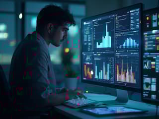 Professional developing analytical skills, data visualization on screen