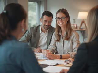 Professional giving constructive feedback to team member, collaborative setting