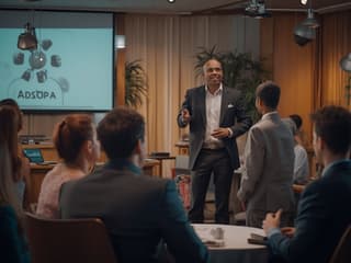 Professional incorporating storytelling elements in business presentation