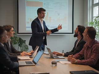 Professional practicing communication skills in team workshop