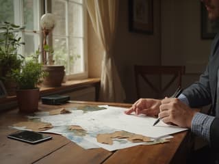 Professional studio photo of family documents and will being prepared, elegant desk setting