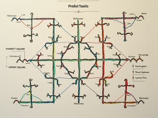 Punnett square diagram with genetic traits being mapped out