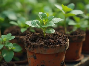 Soil mold in potted plants, diagnosis and treatment, macro studio shot
