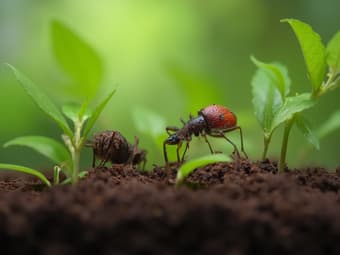 Soil pests in potted plants, identification and treatment, macro studio shot