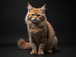 Studio portrait of a cat with confident posture, direct gaze, strong presence