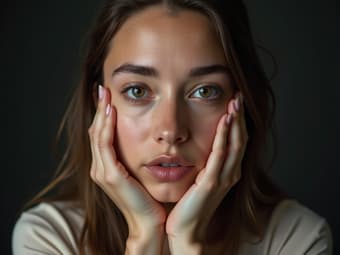 Studio portrait of a person with a forgiving expression, symbolizing self-compassion