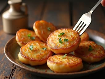 Traditional potato pancakes being served, nostalgic setting