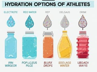 Various hydration options for athletes, including water and electrolyte drinks