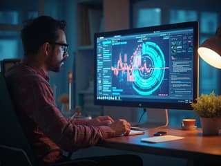 Visual content creation tools, designer using software to create engaging graphics