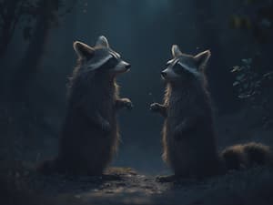 raccoon late-night-talk endless-chat all-night-conversation