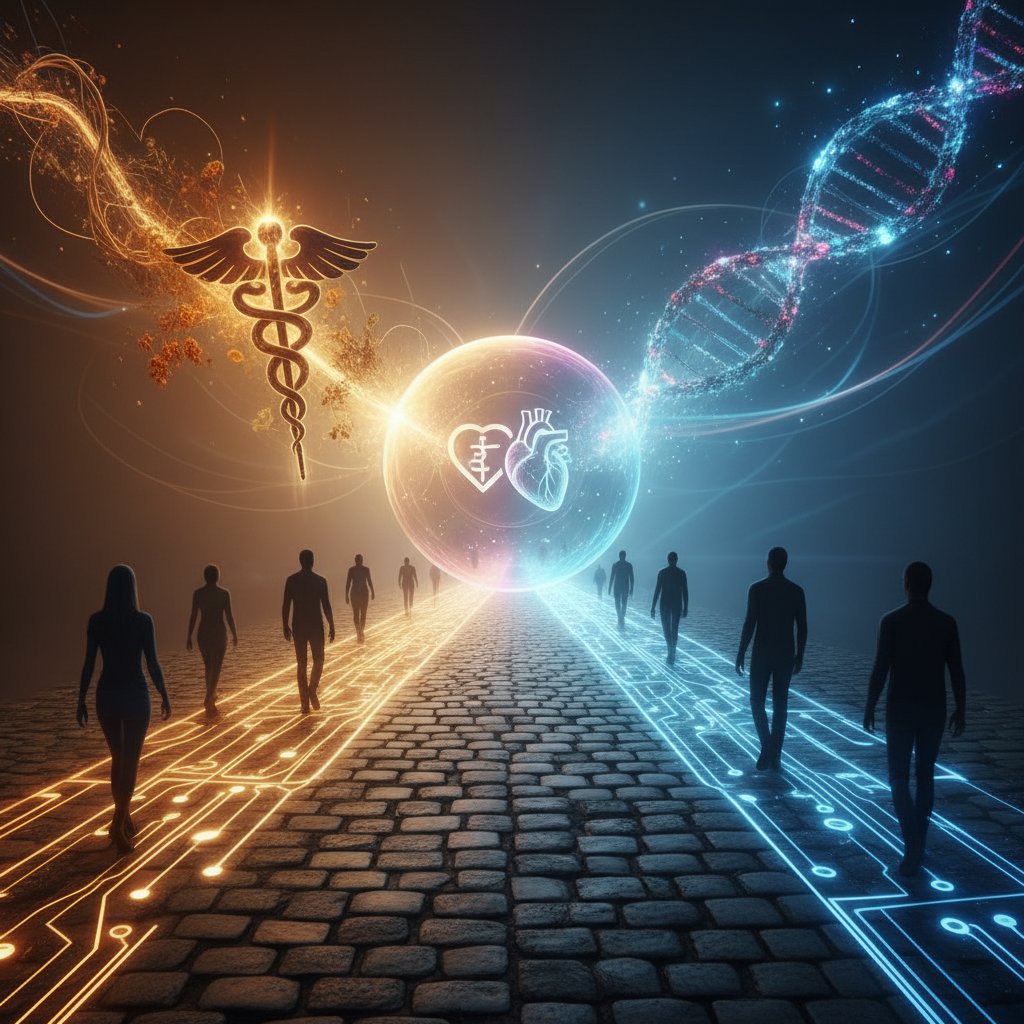 Symboliczne skrzyżowanie tradycyjnej i nowoczesnej medycyny w leczeniu zapalenia kaletki