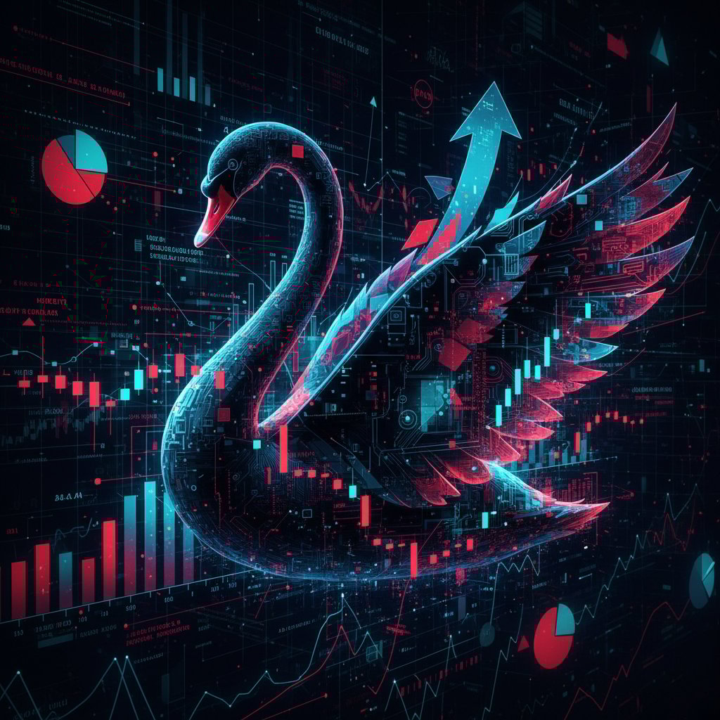 Czarny łabędź jako metafora nieprzewidywalnych zdarzeń w strategii biznesowej.