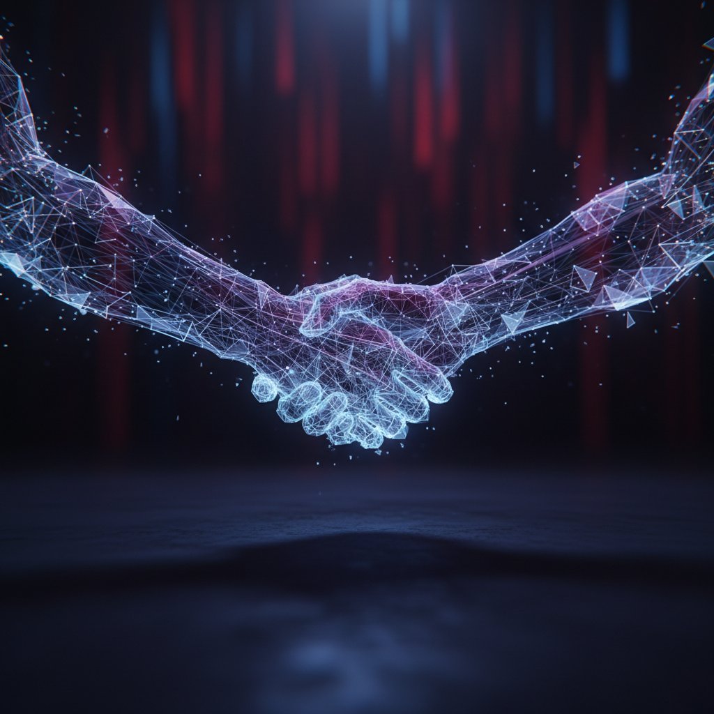 Symboliczne połączenie człowieka i AI w codziennym życiu