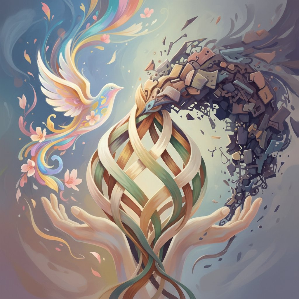 Abstrakcyjna ilustracja nadziei i rozczarowania, wsparcie emocjonalne online