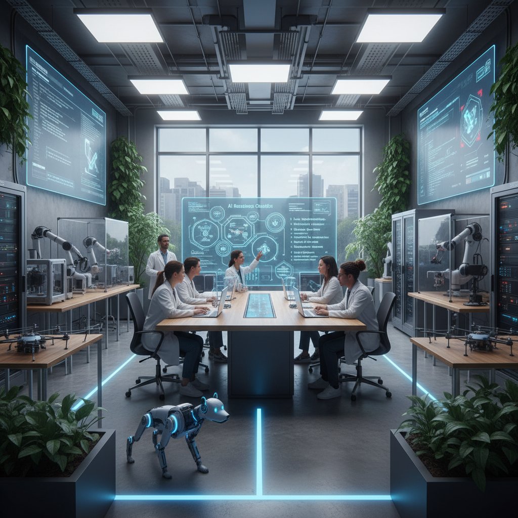 Academic filling out a readiness checklist for AI adoption in a modern lab