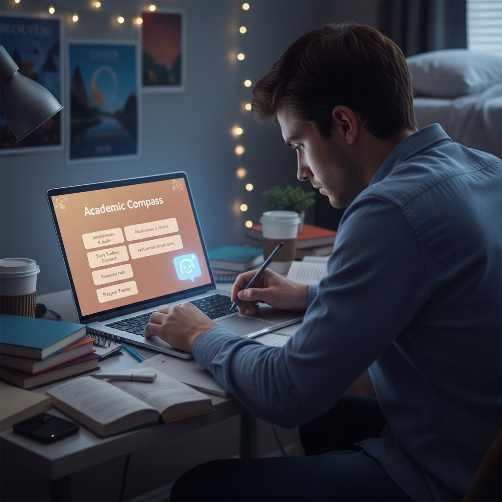 Student looking relieved and supported while working with a digital academic proofreading interface, symbolizing reduced academic stress and virtual support