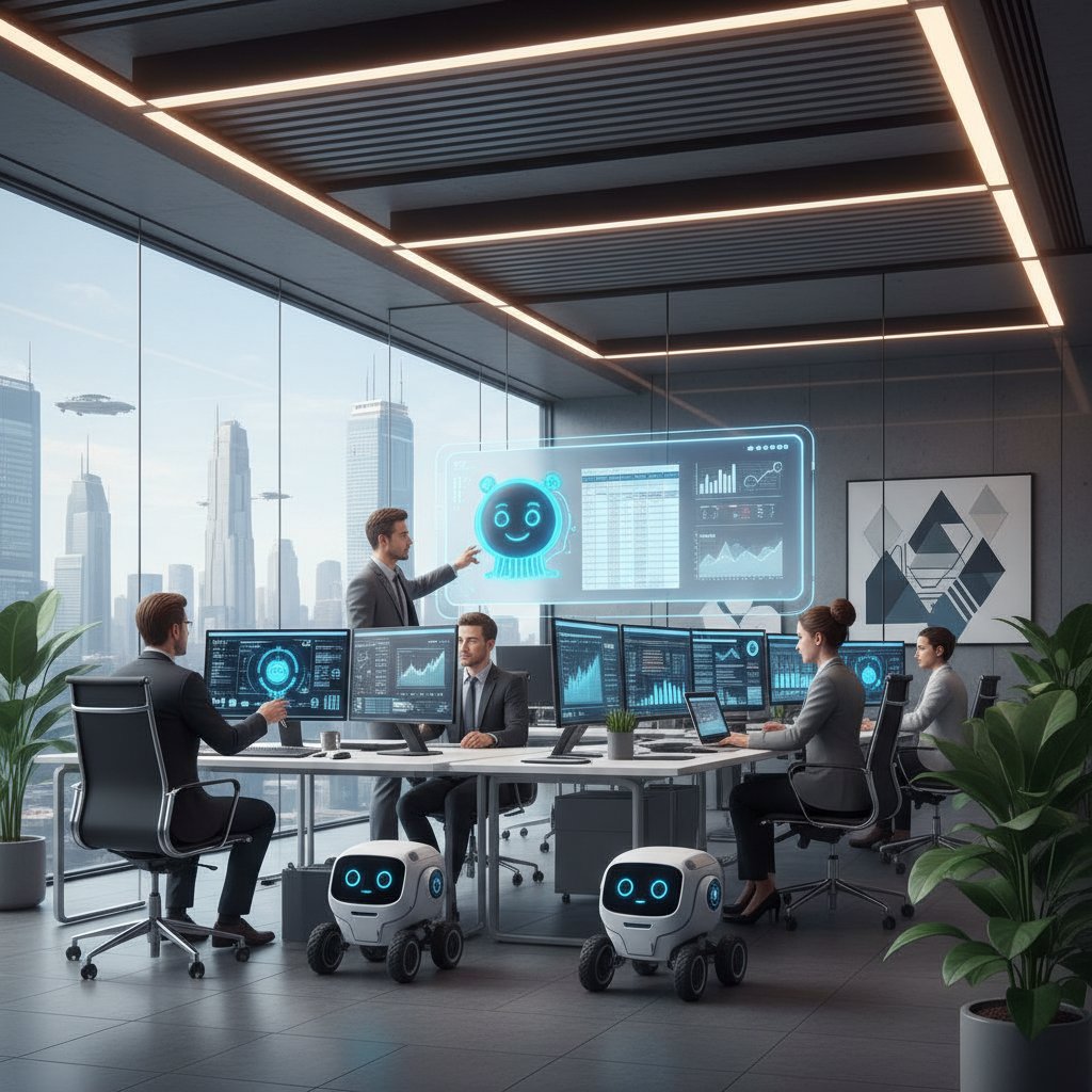 Pracownicy biura rachunkowego korzystający z AI przy wspólnym stole