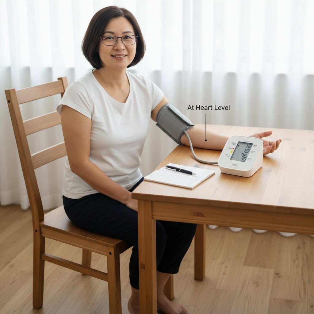 Idealny rytuał pomiaru ciśnienia w domu – osoba w skupieniu, notująca wyniki