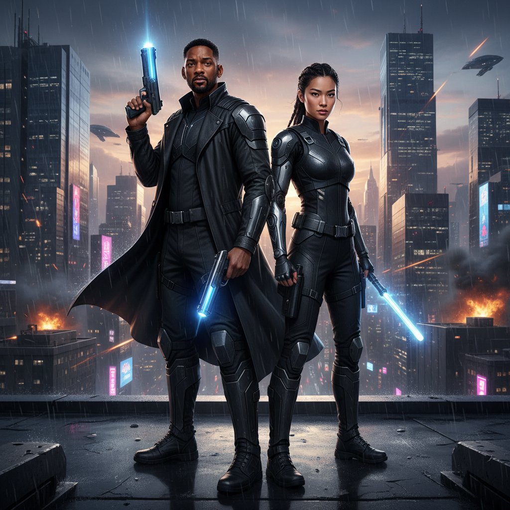 Montage of action heroes influenced by Will Smith’s style; Alt: Modern action heroes shaped by Will Smith’s influence