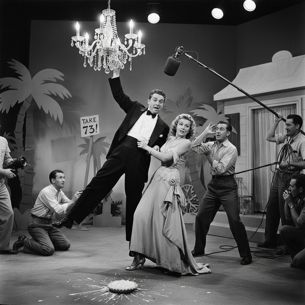 Actors performing in a classic screwball comedy scene, highlighting the roots of movie tempo comedy movies
