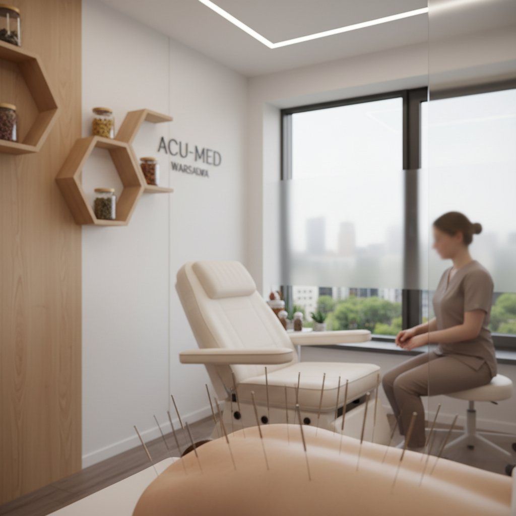 Zabieg akupunktury w nowoczesnym gabinecie w Warszawie – widok na igły i sprzęt