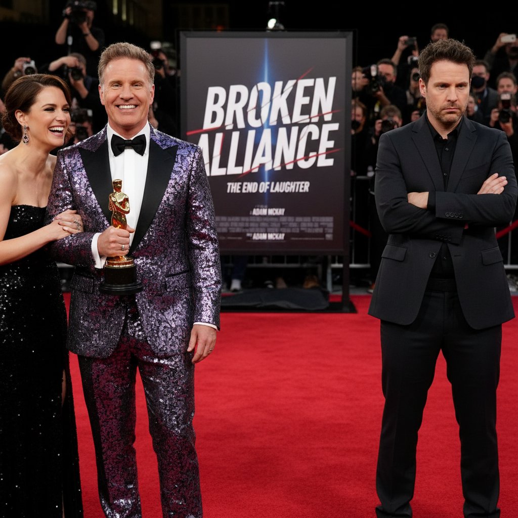 Will Ferrell and Adam McKay together at a movie premiere, later standing apart
