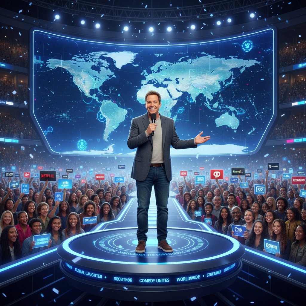 International audiences watching Sandler movies on streaming devices, symbolizing global appeal