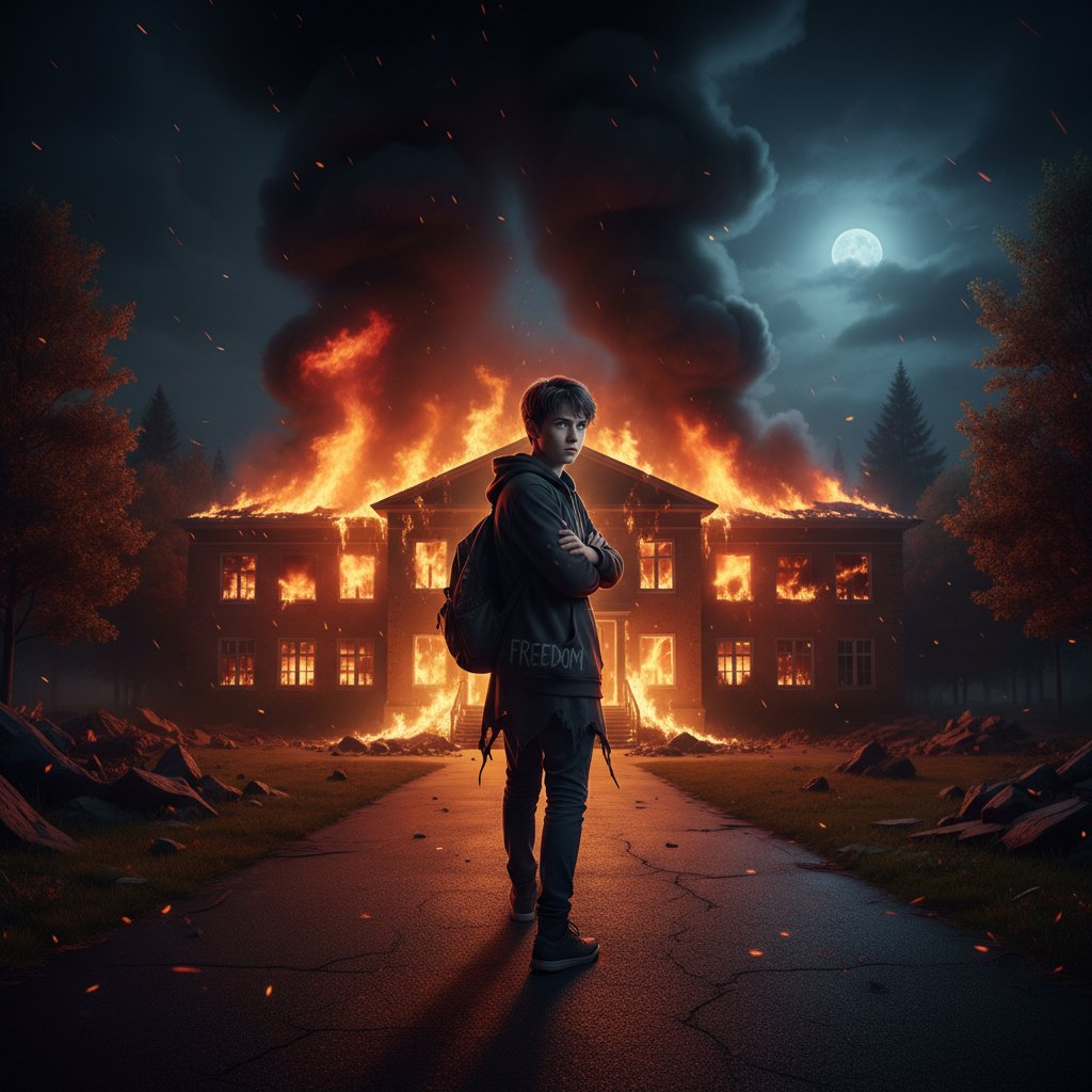 Adolescent walks away from burning school innocence lost movie