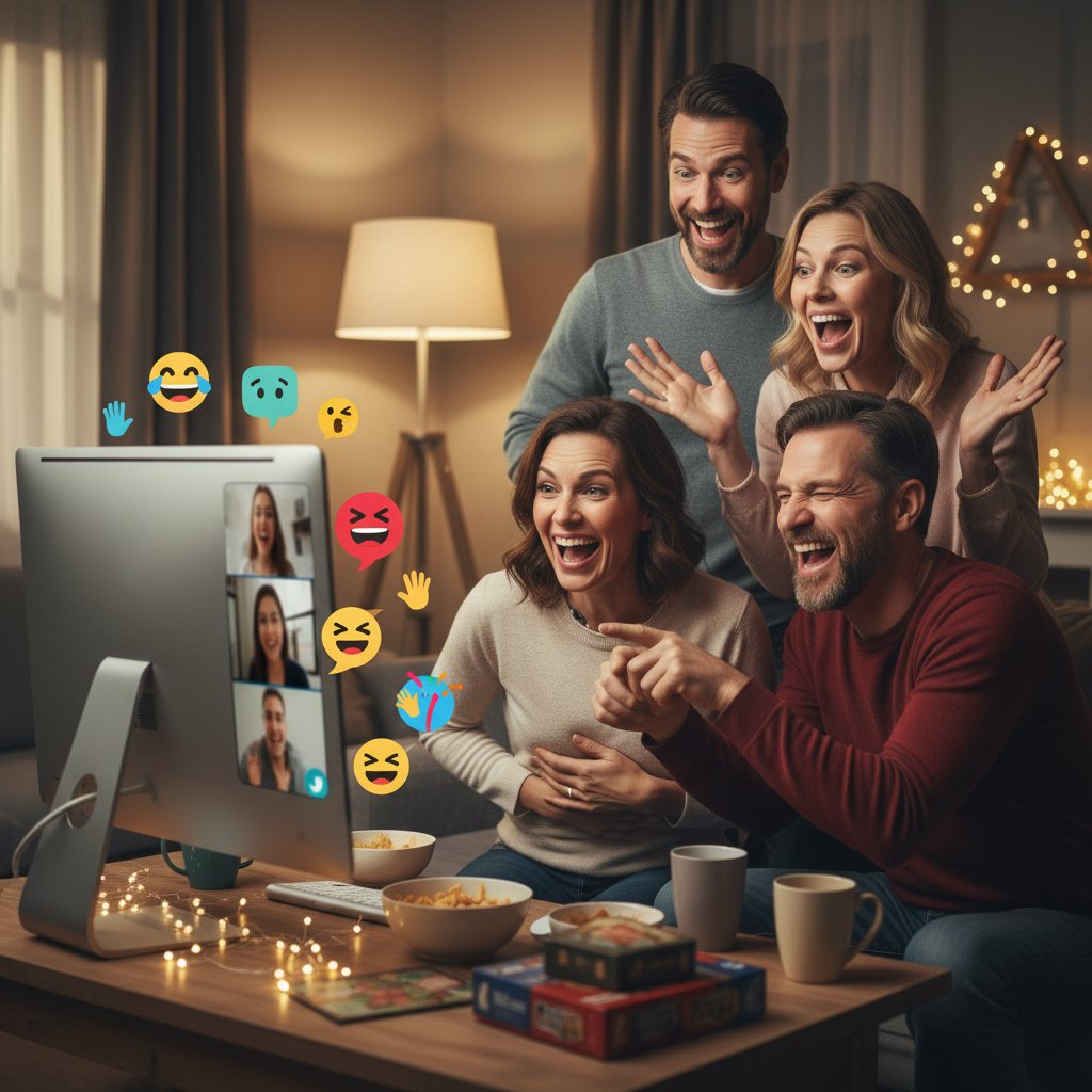 Dwie dorosłe osoby rozmawiające poprzez komunikator online, wyraziste emocje