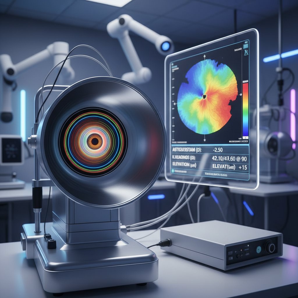 Nowoczesne laboratorium okulistyczne z zaawansowanym sprzętem do topografii rogówki