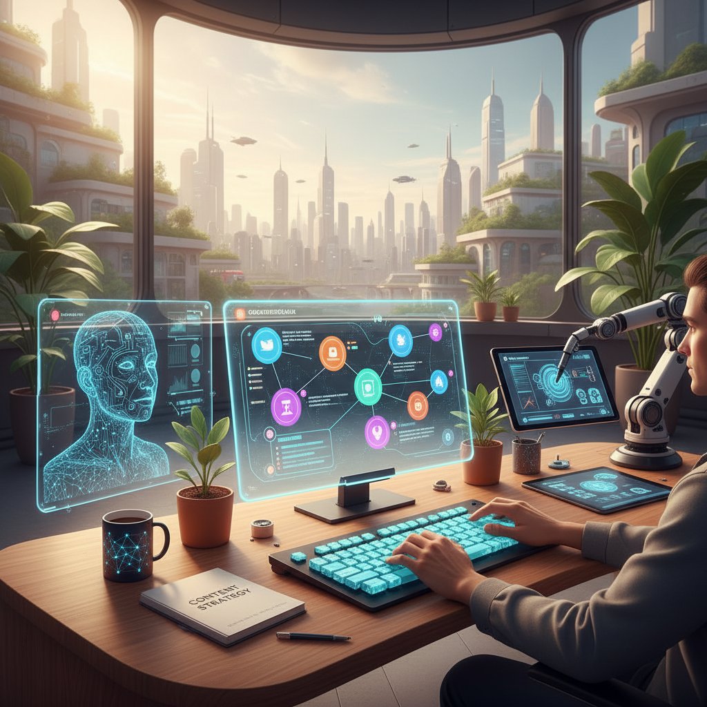 AI pracujący nad różnymi formatami treści marketingowych