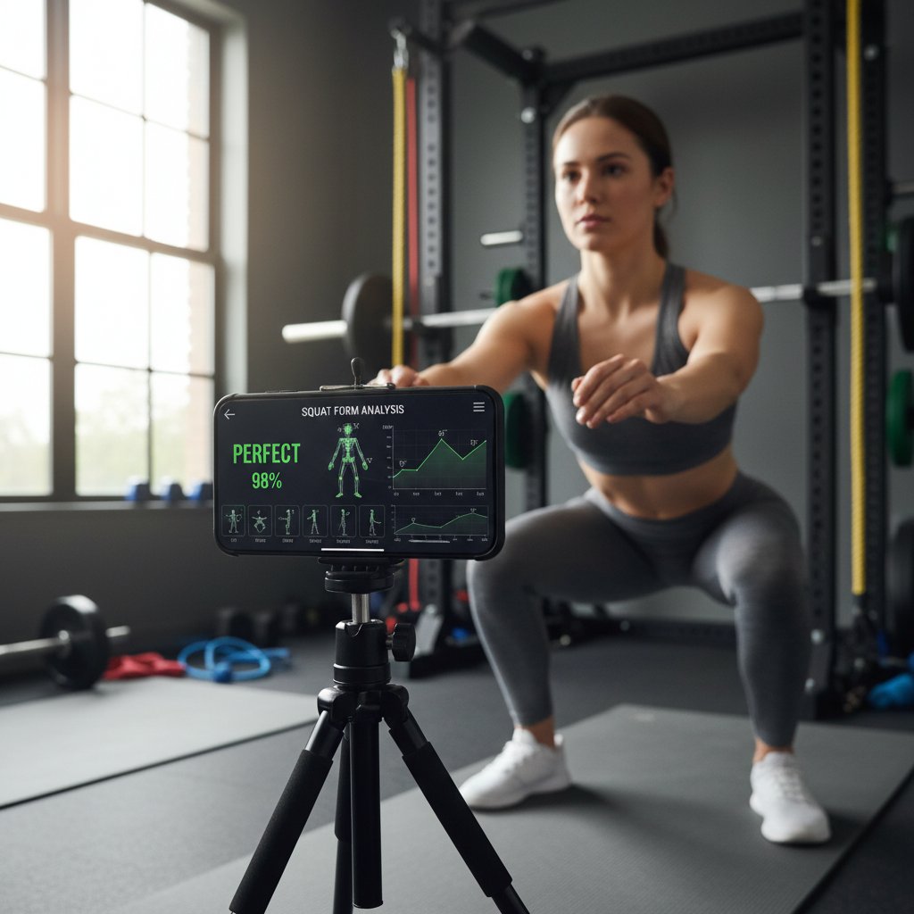 Sztuczna inteligencja analizuje formę ćwiczeń na smartfonie, fitness i nowoczesna technologia